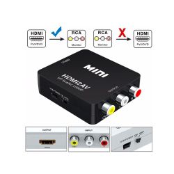 HDMI2AV Adaptador conversor ⋆ De HDMI 1.3/1.2/1.1 a AV RCA ⋆ Para TV, portátil, DVD, cámara ⋆ Blanco