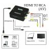 HDMI2AV Adaptador conversor ⋆ De HDMI 1.3/1.2/1.1 a AV RCA ⋆ Para TV, portátil, DVD, cámara ⋆ Blanco