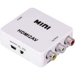 HDMI2AV Adaptador conversor ⋆ De HDMI 1.3/1.2/1.1 a AV RCA ⋆ Para TV, portátil, DVD, cámara ⋆ Blanco