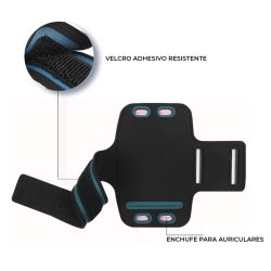 Brazalete deportivo de neopreno para brazo Funda universal para movil 13x8cm Negro