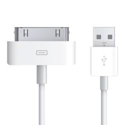 Cable de carga y datos compatible con IPHONE 3G / 3GS / 4 / 4S / IPAD / IPOD * Conector 30 pines * USB 2.0 blanco 1m