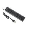Adaptador HUB 7 puertos USB 2.0 * Portátil para PC * Con interruptores individuales y luces LED