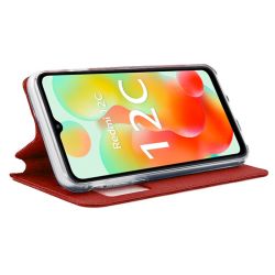 COOL Funda para XIAOMI REDMI 12C * Flip cover libro con tapa magnética y ventana * Color rojo