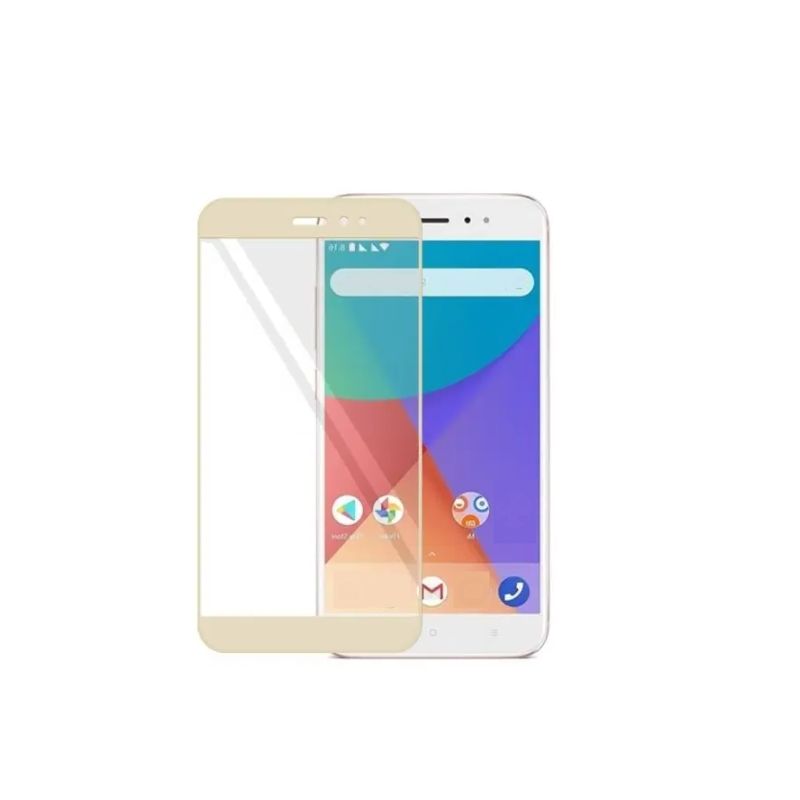 Protector de pantalla compatible con XIAOMI MI A1 / MI 5X ⋆ Cristal templado 9H ⋆ Borde dorado ⋆ Protección total 🛡️📱
