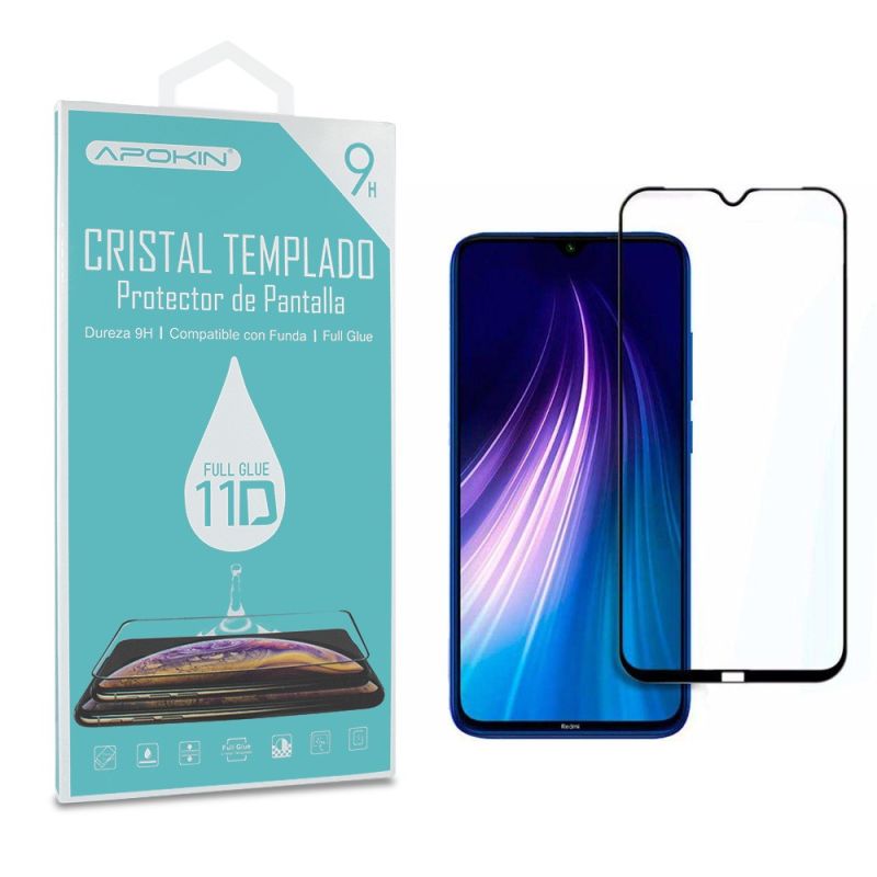Protector de pantalla compatible con XIAOMI REDMI NOTE 8 / HUAWEI Y7 2019 ⋆ Cristal templado 9H ⋆ Borde negro ⋆ 🛡️📱