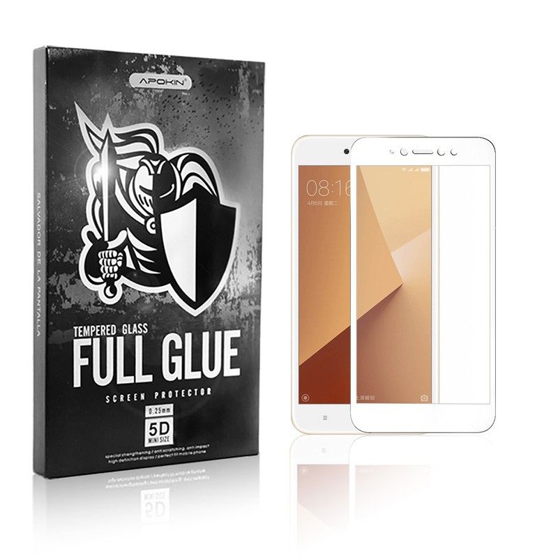 Protector de pantalla compatible con XIAOMI REDMI NOTE 5A / NOTE 5A PRIME ⋆ Cristal templado 9H ⋆ Borde blanco 🛡️📱