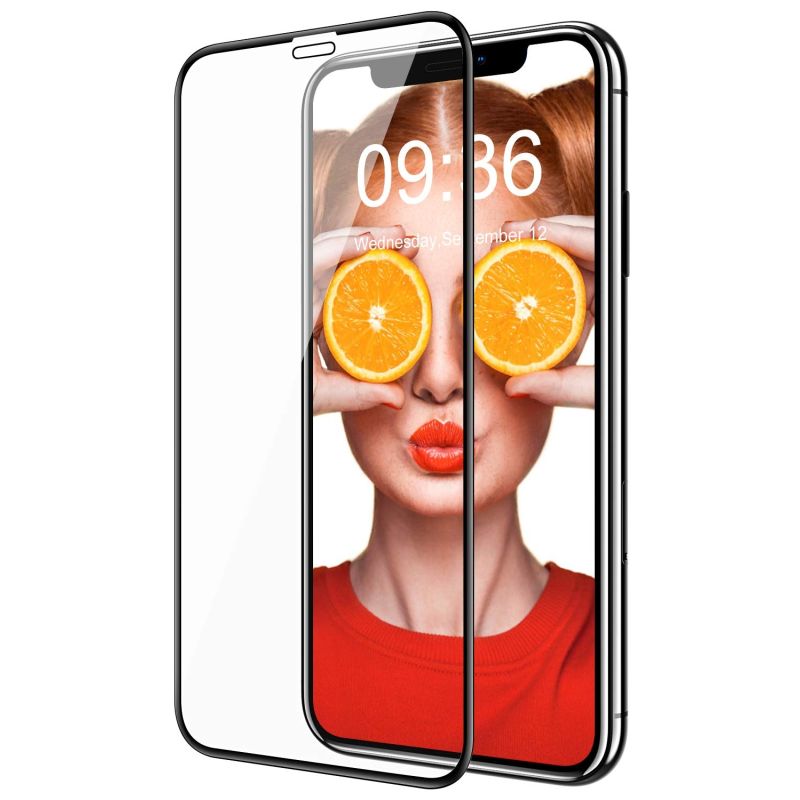 Pack 2x Protector de pantalla compatible con IPHONE XR / 11 * Borde negro cristal templado dureza 9H